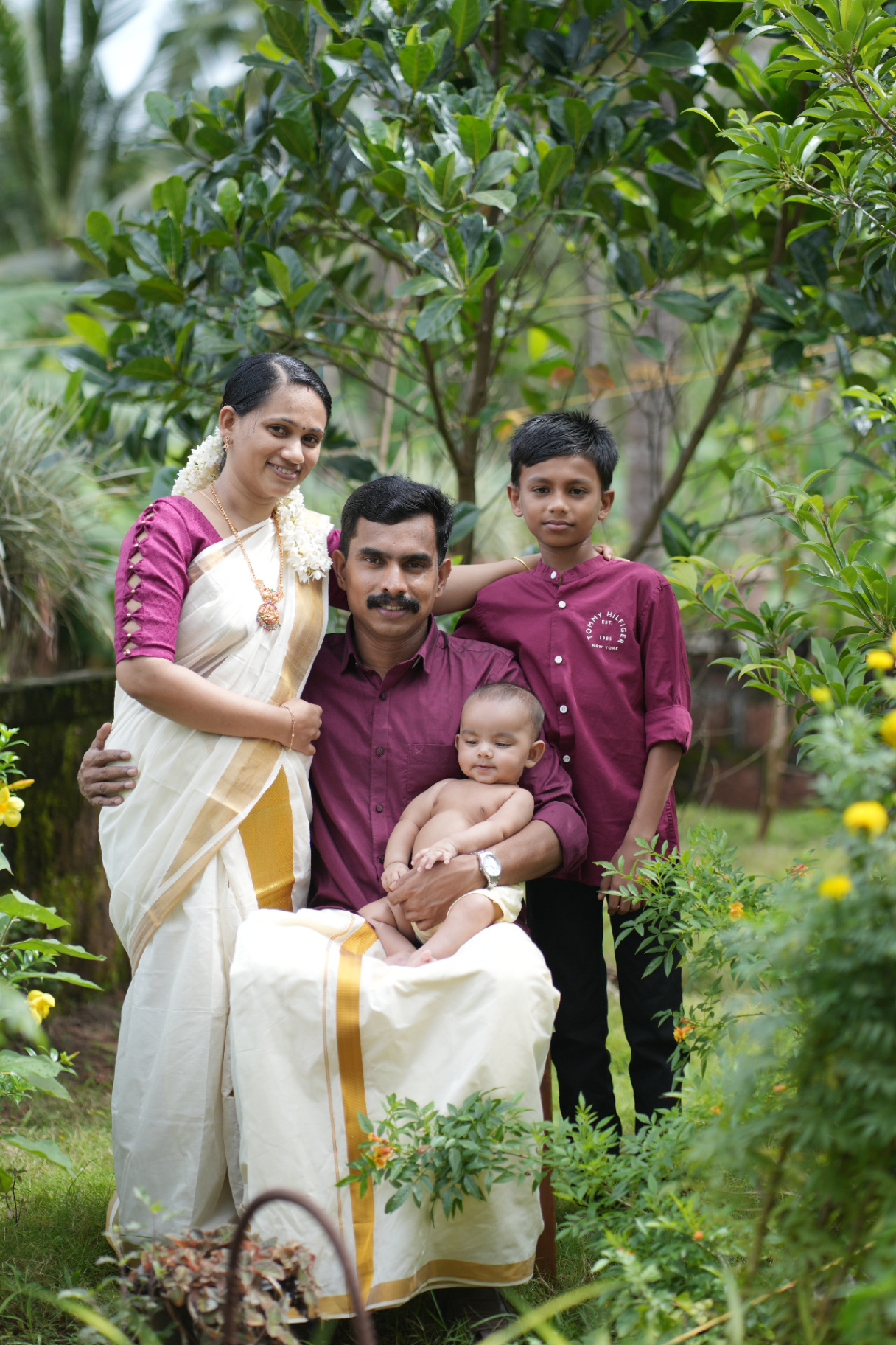 Family portrait in the garden